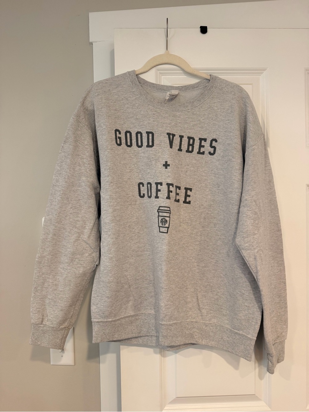 Good Vibes + Coffee Gray Crewneck Sweatshirt
